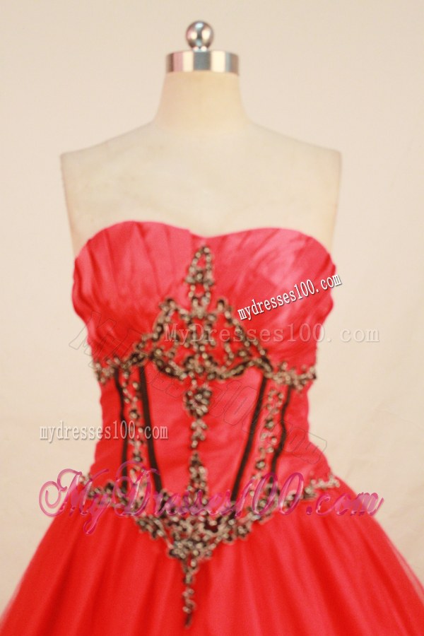 Appliques Ball Gown Red Quinceanera Gowns for 15 Birthday Party